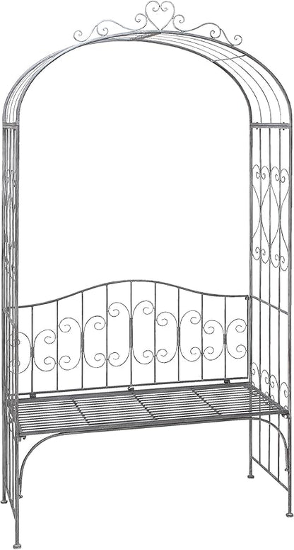 Deco 79 41394 Metal Garden Arch with Bench, 45 by 88-Inch