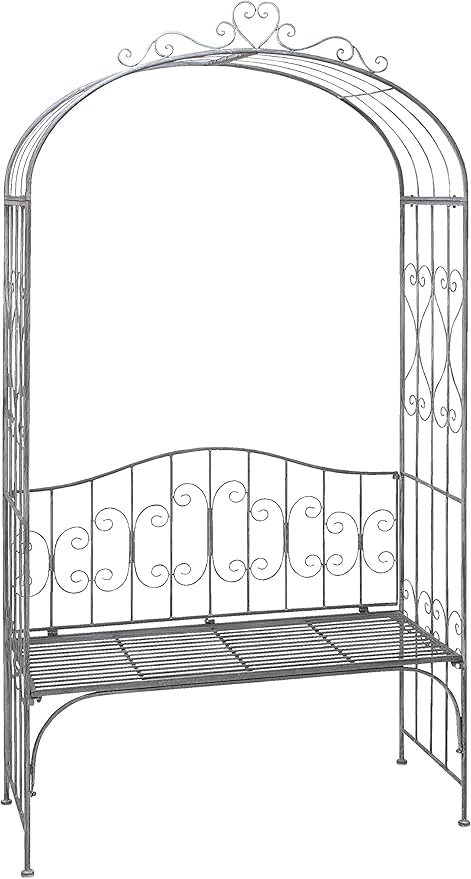 Deco 79 41394 Metal Garden Arch with Bench, 45 by 88-Inch