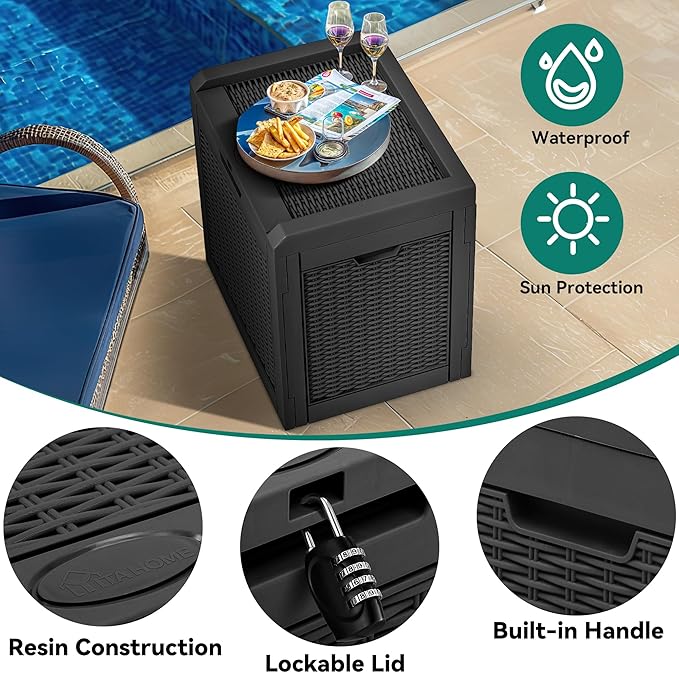 YITAHOME 32 Gallon Outdoor Storage Box, Water Resistant Resin Deck Box - Photo 3