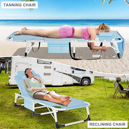 Slsy Folding Chaise Patio Lounge Chairs, Outdoor Reclining Patio Chairs, Heavy Duty Patio Chairs Chaise Lounges for Tanning, Poolside, Beach, Lawn, Camping