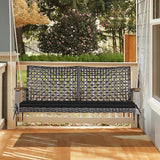 RELAX4LIFE 2-Seater Outdoor Porch Swing - PE Wicker Porch Loveseat Swing with 118” Hanging Ropes - Photo 9
