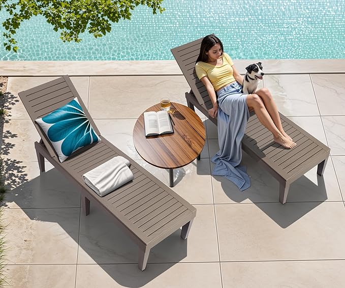Outdoor Chaise Lounge Set of 4, Lightweight Patio Chairs, Waterproof Sun Loungers Chair Outdoor - Photo 2