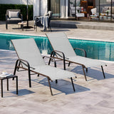 Crestlive Outdoor Chaise Lounge Chair, 5-Position Pool Lounge Chairs with Armrests Sunbathing Recliner for Patio, Beach - Photo 1