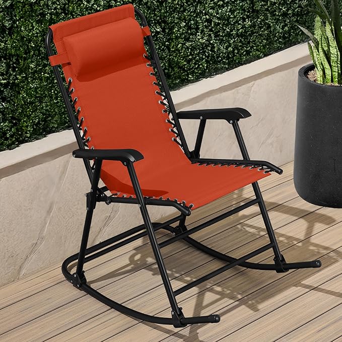 Best Choice Products Outdoor Folding Rocking Chair, Zero Gravity Lounge Chair - Photo 2