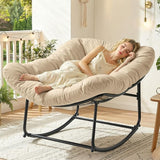 ONBRILL Papasan Rocking Chair with Cushion, Oversized Patio Lounge Rocker, Egg Chair Outdoor Indoor, for Living Room - Photo 1
