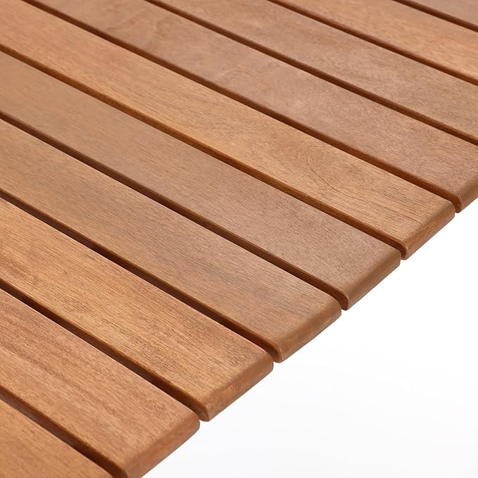LuxenHome Outdoor Coffee Table, 39 Inch Natural Solid Wood Oval Coffee Tables, Long Patio Table Outdoor Furniture for Garden Backyard Porch Balcony & Deck