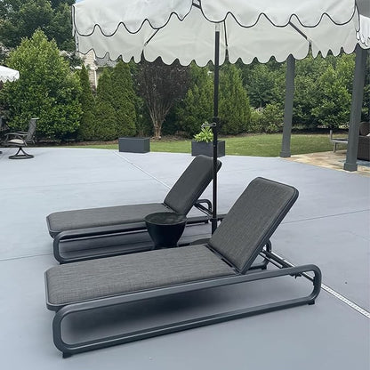 PURPLE LEAF Patio Chaise Lounges Outdoor with Cushion Aluminum Tanning Chair 4 Pieces Lounges Garden Adjustable Reclining Dark Grey