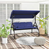 3 Seat Outdoor Porch Swing Bench, Adjustable Canopy Swing Chair - Photo 4
