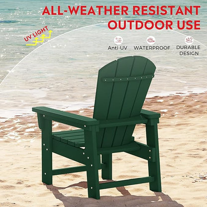 Costaelm Kids Adirondack Chair Set of 4, Plastic Outdoor Kids Chair Toddler Patio Furniture and Outdoor Children Picnic Activity Lawn Chair for Garden, Patio, Backyard & Beach, Dark Green