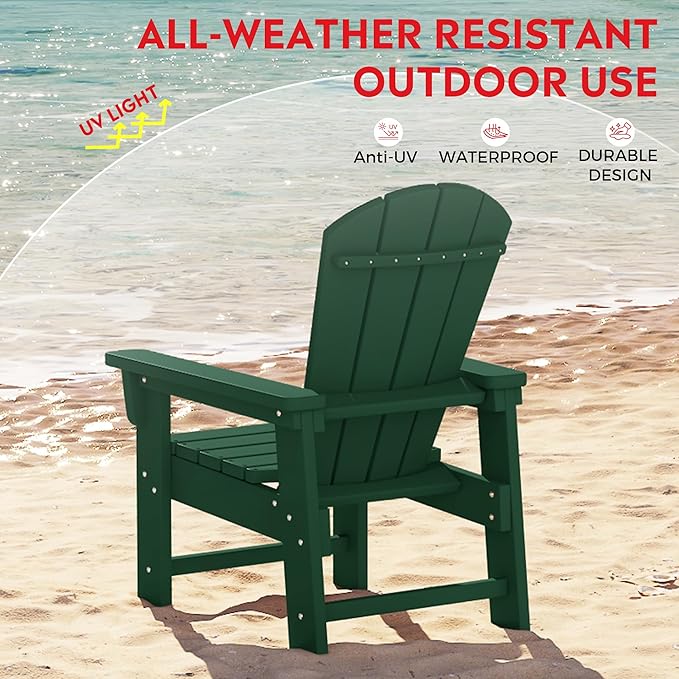 Costaelm Kids Lawn Chair, Toddler Outdoor Chair Kids Patio Furniture and Outdoor Children Picnic Activity Modern Adirondack Chairs for Garden, Patio, Backyard & Beach, Dark Green