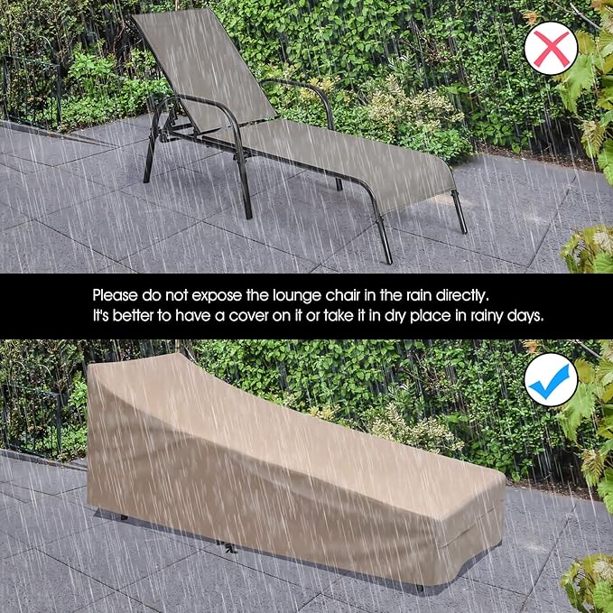 COSTWAY Outdoor Patio Lounge Chair Chaise Fabric Adjustable Reclining Armrest Pool Brown