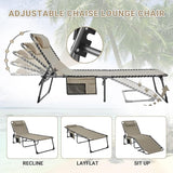 KingCamp Lounge Chair Outdoor, Folding Portable Tanning Chairs Comfy Adjustable 5-Position Lay Flat Foldable Chaise - Photo 5