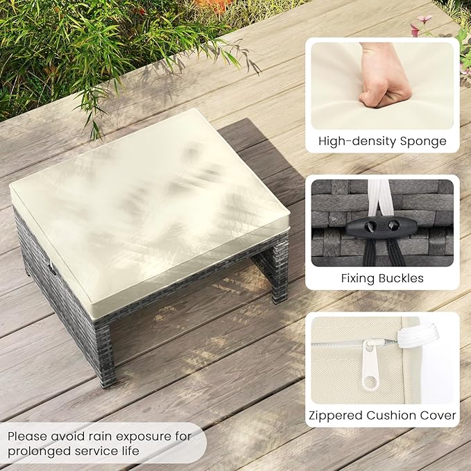 Tangkula 2 Pieces Patio PE Rattan Ottomans - Photo 5