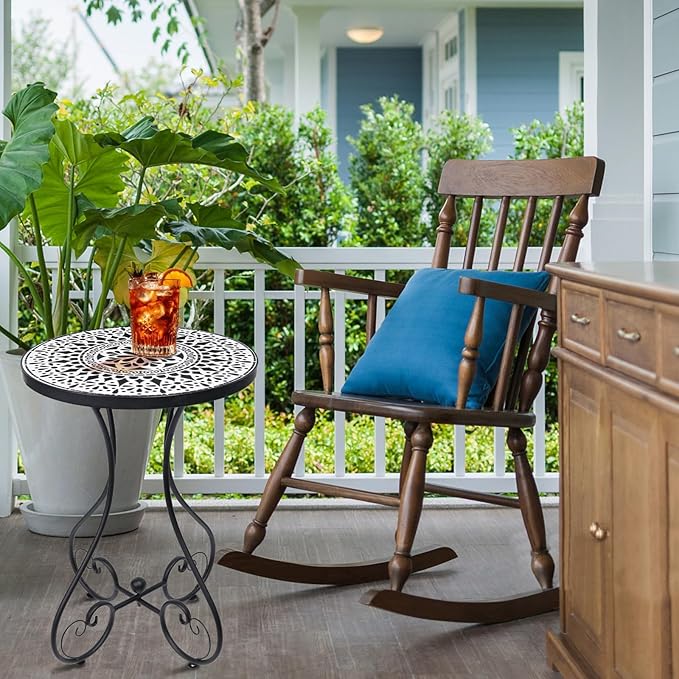 VCUTEKA Outdoor Side Table Mosaic Patio Table Accent Tables Mosaic Tile Top Metal Frame Small End Tables Porch Beach - Photo 2