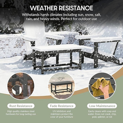 WestinTrends Malibu Outdoor Coffee Table, 35" x 17.5" All Weather Poly Lumber Patio Adirondack Coffee Table for Garden Lawn Porch Balcony, Gray