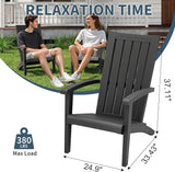 NUNU LAB Oversized Adirondack Chair, Plastic All-Weather Resistant Wooden Textured Lawn Chair, Black Outdoor Patio Chair - Photo 3