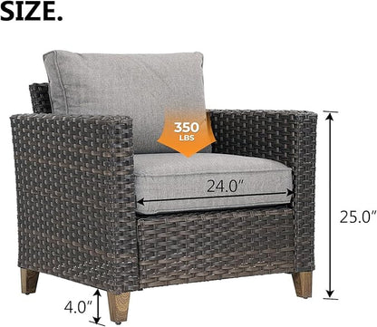Grand patio Outdoor Furniture, Patio Wicker Sectional Sofa Modular Furniture Set Single Sofa Chair with Thick Cushions for Deck Porch Poolside Garden