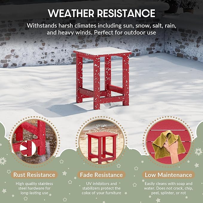 WestinTrends Malibu 3-Piece Kids HDPE Adirondack Chairs Set with Square Side Table and Cup Holders, Red