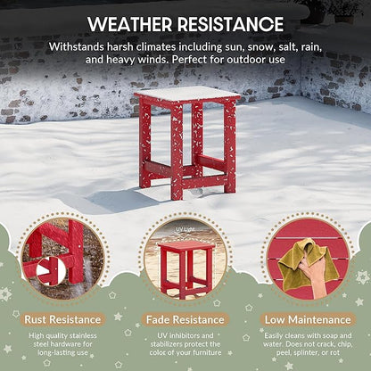 WestinTrends Malibu 3-Piece Kids HDPE Adirondack Chairs Set with Square Side Table and Cup Holders, Red