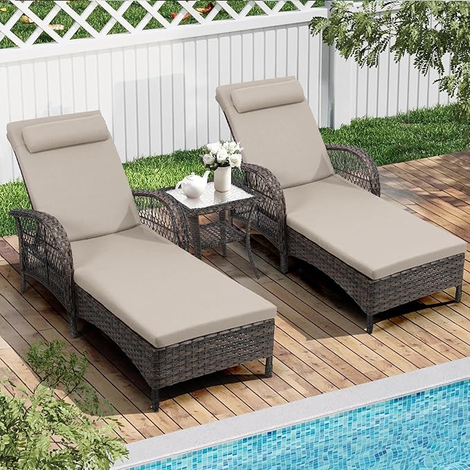 3 Piece Patio Chaise Lounge Set - Photo 1