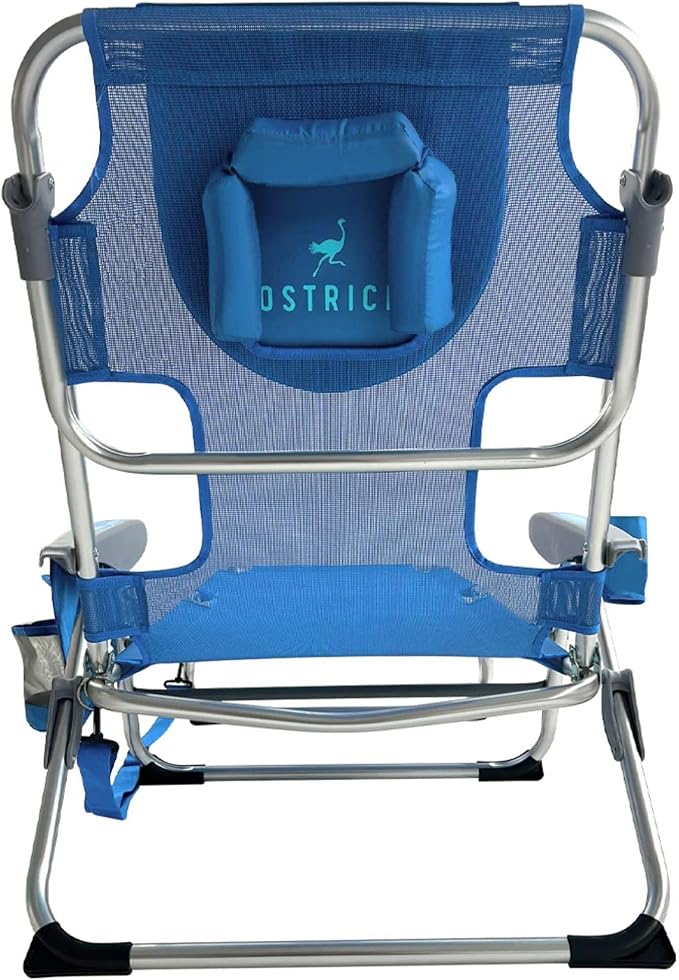 Ostrich the Margate Chaise Lounge, Facedown Pool Tanning Chair, Portable Outdoor Lounger for Beach and Camping, Breathable Mesh Fabric, Blue