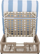SAFAVIEH Outdoor Patio Furniture Collection - Gillian Heather Tan Rope Daybed, Baby Blue Stripe Cushion - Photo 5