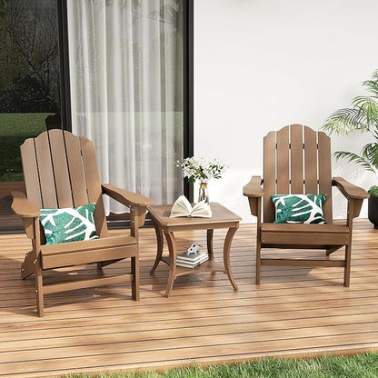 PeakPursuit HDPE Adirondack Chair Set of 2 for Patio, Wood Texture Lawn Chair, Outdoor Patio Furniture for Garden Backyard Deck