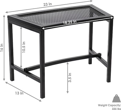 Sunnydaze Mesh Outdoor Curved Bench - Metal Patio Bench Set - Heavy-Duty Outdoor Seats for Backyard or Fire Pit - Black - Set of 4