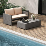 Tangkula Outdoor Rattan Daybed, Wicker Loveseat & 31 Gallon Storage Ottoman w/Soft Cushions - Photo 4