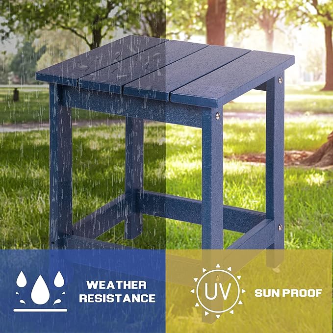 LZRS Adirondack Square Outdoor Side Table for Patio, Pool Composite Patio Table, HDPE End Tables for Backyard, Pool - Photo 4