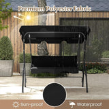 RELAX4LIFE 3-Person Porch Swing Chair - Outdoor Swing w/Adjustable Canopy, Removable Cushion & Metal Frame Stand - Photo 5