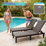 Greesum Outdoor Chaise Lounge Chair Set of 2, Waterproof 5-Position Adjustable PP Sun Loungers for Patio, Poolside - Photo 5