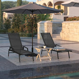 Flash Furniture Brazos Adjustable Chaise Lounge Chair with Arms, All-Weather Outdoor Five-Position Recliner, Black/Black - Photo 6