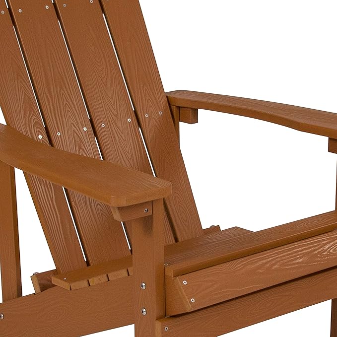 EMMA + OLIVER Outdoor Teak All-Weather Poly Resin Wood Adirondack Chair