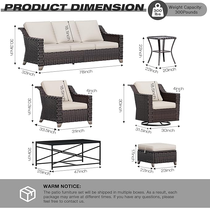 Joyside Swivel Patio Chairs Set of 2, Wicker Patio Furniture with Wide Armrest and Thick Cushions - Photo 2