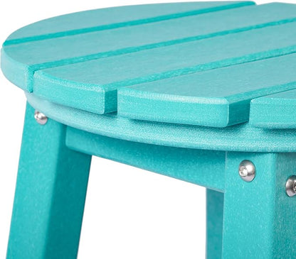 Costaelm 24" Height Outdoor Bar Stools, All-Weather Bar Stools, Adirondack Poly Patio Round Bar Stool for Patio, Deck, Kitchen Counter and Garden, Turquoise