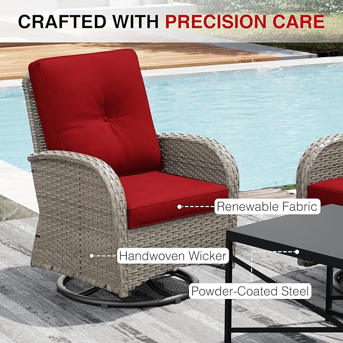 Joyside Wicker Patio Furniture Set, 6 Piece Outdoor Furniture Set with Thickened Cushions, High Back, Deep Seating - Photo 8