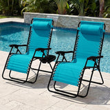 Best Choice Products Set of 2 Extra Wide Adjustable Steel Mesh Zero Gravity Lounge Chair Recliners w/Pillows and Cup - Photo 2