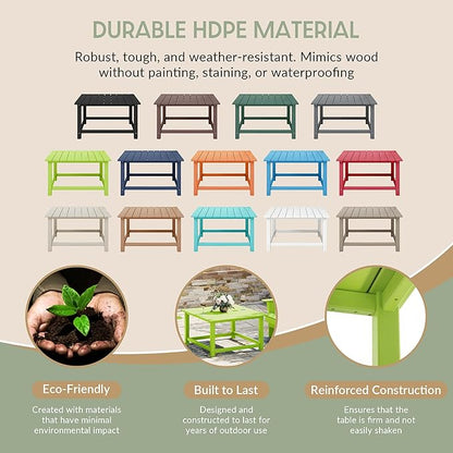 WestinTrends Malibu Low Outdoor HDPE Square Patio Coffee Table, Lime