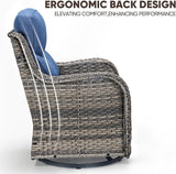 Swivel Patio Chairs sofa Set of 4 with 6" Thick Cushion - Wicker Outdoor Swivel Rocker Patio Chair ,Sofa/Glass coffee - Photo 7