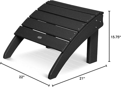 POLYWOOD SHO22BL Seashell Adirondack Chair Ottoman, Black