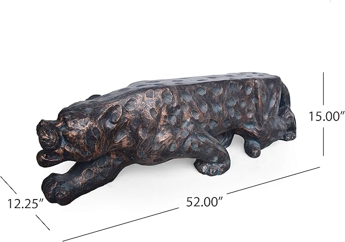 Leopard Concrete Bench: Natural Style Magnesium Oxide Outdoor Seating - Weather Resistant Patio Furniture for Backyard & Garden Decor