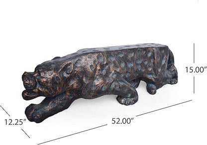 Leopard Concrete Bench: Natural Style Magnesium Oxide Outdoor Seating - Weather Resistant Patio Furniture for Backyard & Garden Decor