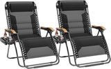 PHI VILLA XXL Oversized Padded Zero Gravity Chair Set of 2, Foldable Patio Recliner - Photo 1