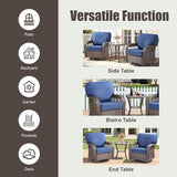 5 Pieces Patio Furniture Set, All Weather Wicker Swivel Rocker Patio Chairs with Ottomans Rattan Side Table - Photo 8