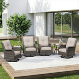 6 Piece Outdoor Wicker Patio Furniture Set, Outdoor Swivel Rocker Patio Chairs Set with Thickened Olefin Cushions - Photo 1
