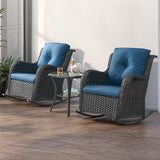 Rilyson Patio Chairs Outdoor Rocking Chair - 2 Piece Wicker Rattan Rocker Chairs Set with High Back and Deep Seating - Photo 6