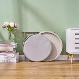 VECELO Round Side/End Table with Fabric Storage Basket，Metal Anti-Rust and Waterproof Small Bedside Nightstand with - Photo 5