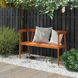 Tangkula Outdoor Eucalyptus Wood Bench, 2-Person Garden Bench with Backrest and Armrests - Photo 4