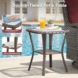 Belord Patio Wicker Chairs Swivel Rocker, Outdoor Patio Furniture Set with Rattan Side Table - Photo 9